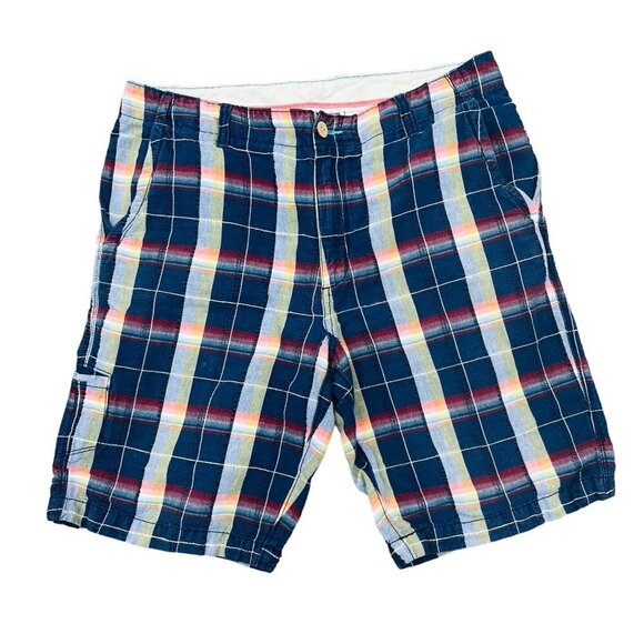 Tommy Bahama Relax Men’s Size 33 Blue Plaid Linen Blend Shorts - Picture 1 of 6